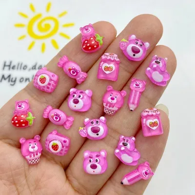 50Pcs New Cute Resin Mini Cartoon Bear Flat Back Ornament Jewelry Making Manicure Hairwear