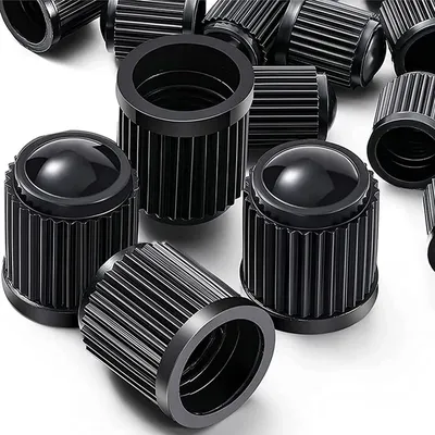 20PCS Car Tire Valve Plastic Black Bike Tyre Valve Caps O Rubber Ring Covers Dome Shape Dust Valve