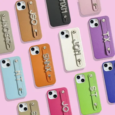 Luxury Personalised Custom Name Silver Diamond Letter Leather Phone Case For Iphone 13 12 11 Pro Max