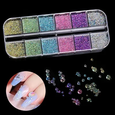 Nails Art Bubble Rhinestones Purple Yellow Pink Accessories Acrylic 3d Epoxy Resin Parts 1 Box