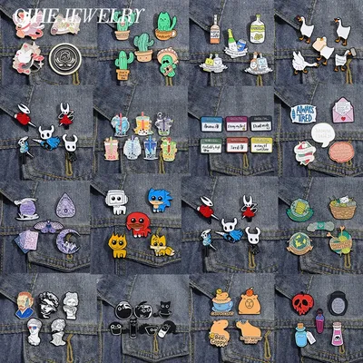 4-6Pcs/Set Funny Cute Brooch Enamel Pin Cartoon Fast Food Cactus Stethoscope Brooch Lapel Badges Jewelry Gift for Best Friends