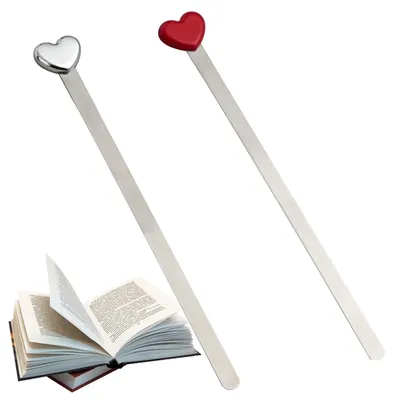 Fashion Simple Design Red Sliver Love Heart Metal Bookmarks Creative Beautiful High Quality Bookmark