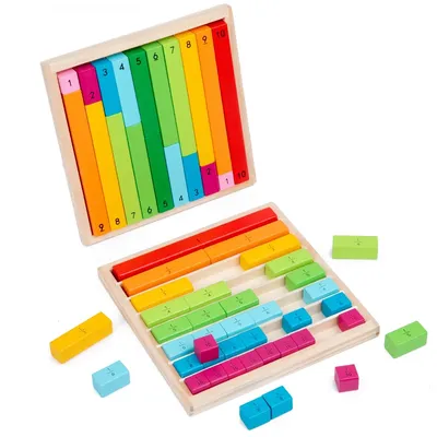 Wooden Montessori Teaching Aids Math Toys Color Fraction Sticks Kindergarten Early Education