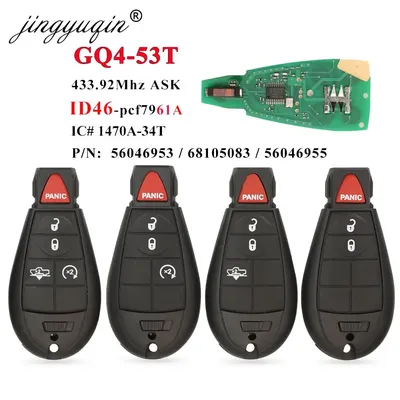 jingyuqin GQ4-53T Fobik Remote Car Key 433MHz ID46-PCF7961A Chip for Dodge RAM 1500 2500 3500 4500