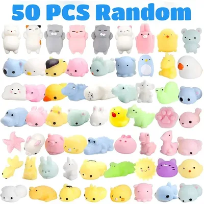 50-5PCS Kawaii Squishies Mochi Anima Squishy Toys For Kids Antistress Ball Squeeze Party Favors