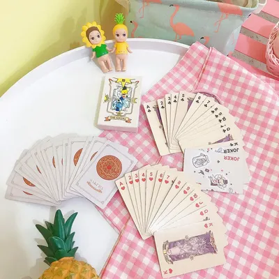 Cute Cartoon Sakura Magic Playing Cards Anime Pink Sakura Card Game Playing Cards Collectible