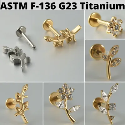 1PC Zircon&Opal G23 Solid Titanium Cartilage Earrings Stud 16G Internally Threaded Cz Cluster Helix
