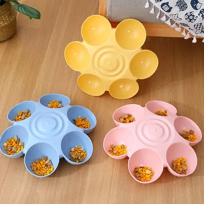 Six-in-one Dog Bowl Puppy Slow feeder Dog Bowl Cat Water Bottle flower-shaped cat Water feeding bowl Healthy Eating plate Pet ac