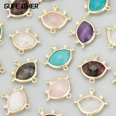 GUFEATHER MD80,jewelry accessories,18k gold plated,copper,natural stone,hand made,diy pendants,charms,jewelry making,4pcs/lot
