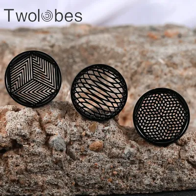 Twolobes 2PCS Hollow Out Ear Gauges Plugs Tunnels Stainless Steel Women Expander Earrings Piercing