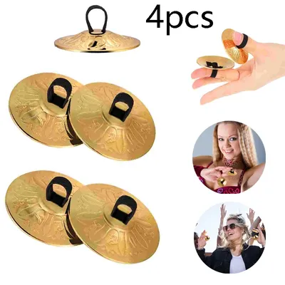 4pcs Copper Finger Cymbals Small Finger Cymbals Belly Dancing Mini Cymbals Musical Instrument