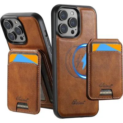 PU Leather Case for iPhone 16 15 Pro Max Plus iPhone 16 15 Pro 2 in1 Function Detachable Magnetic Card bag Stand Feature Cover