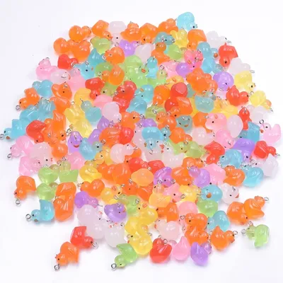 10/30/50/100pcs/Lot Colorful 3D Duck Resin Charms Cute Animal Pendant For Jewelry Making Diy Earrings Keychain Craft Accessories