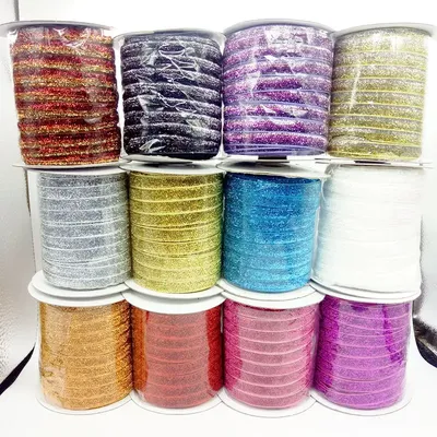 100 yards 5/8" width 15mm Sparkle Glitter metallic Velvet ribbon Headband Clips Bow wedding