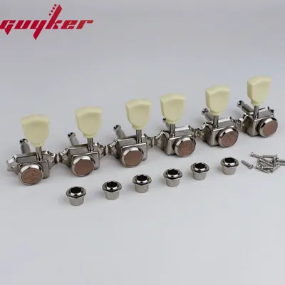 1 Set GUYKER Cream Handle Locking String Vintage Deluxe Electric Guitar Machine Heads Tuners Chrome