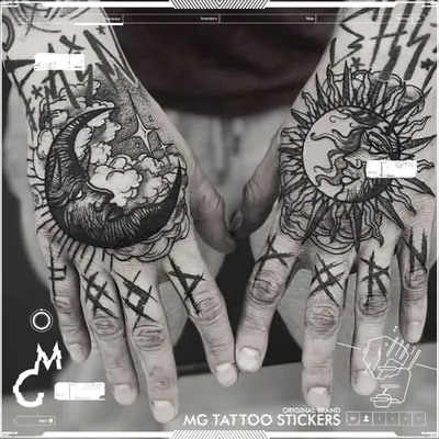 Sun Moon Tattoo Waterproof Temporary Tattoos Lasting Fake Tattoo for Woman Men Arm Hand Back Tattoo