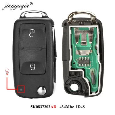 jingyuqin 2BTN Flip Remote 7E0 837 202 AD Car key 434MHz ID48 for VOLKSWAGEN VW Amarok Transporter