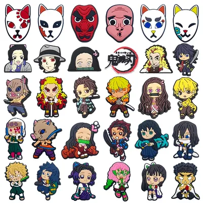 New Japan Anime 1PCS Cartoon Ghost Shoe Charms PVC Characters Clogs Decorate Sandals Pins Accessories Kids Adult Boy Party Gifts