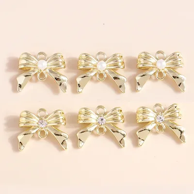 8pcs 15*17mm Cute Bowtie Bowknot Connectors Charms for Dangles Earrings DIY Pendants of Necklaces Bracelets Making Accessories