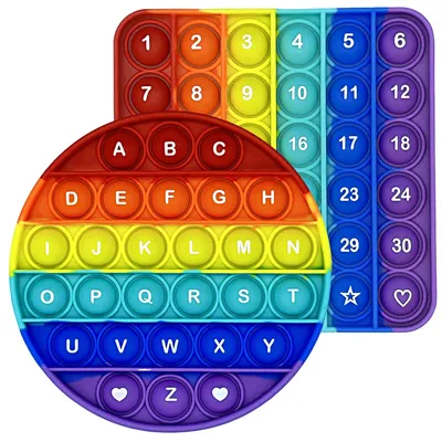 2pcs/pack Numbers Letters Alphabet Math Learning Pop Fidget Toys Silicone Rainbow Square Circle