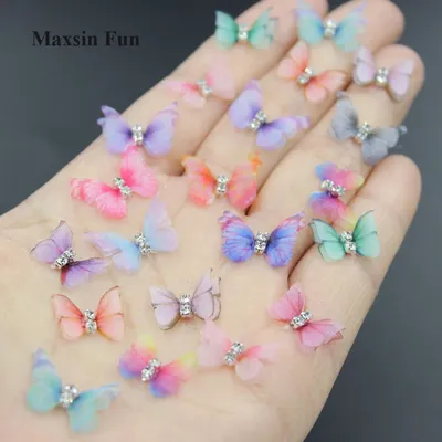 20pcs Double Layers Mini Butterfly Patch Embroidery Cloth Stickers Bride Veil Accessories Sew On Patch For Clothes