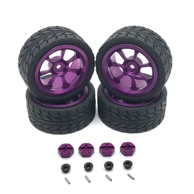 Wltoys 144001 144010 124007 124016 124019 A959 A959-B 4pcs 65mm Rubber Tire Metal Wheel Rim 12mm Hex for RC Car Upgrade parts