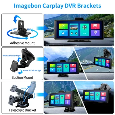 Imagebon Car DVR Holder 3M Sticker Base Suction Cup Mount Long Arm Telescopic Bracket Rotatable Dash