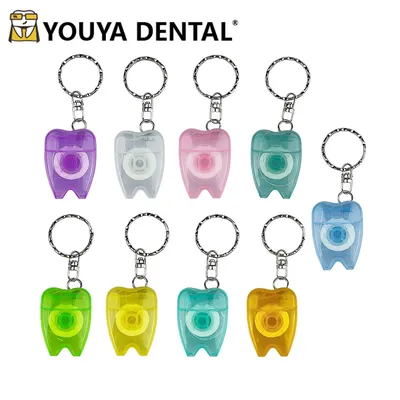 50/100pcs Dental Floss with Keychain for Gum Care Teeth Cleaning Oral Care Tooth Shape Dental