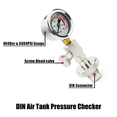 DIN Air Tank Pressure Checker With Gauge For 230Bar 300Bar Scuba Diving Cylinder Pressure Testing