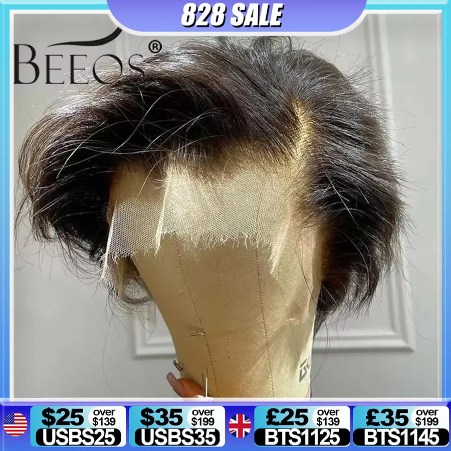 BEEOS Skinlike 13x4 HD Lace Front Human Hair Wigs Pre plucked Short Pixie Cut Wig Brazilian Hair Wigs For Women Melting Skins