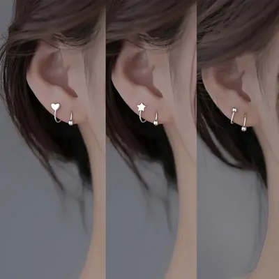 1 Pair Stainless Steel Piercing Screw Mini Stud Earrings For Women Ball Star Heart Ear Bone Rotating