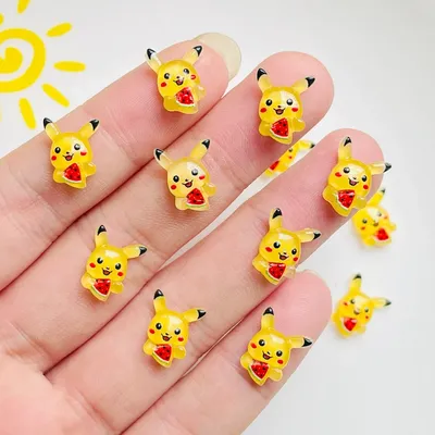 50Pcs New Cute Mini 10*12mm Resin Pikachu Little Small Animals Series Flatback Ornament Jewelry Manicure Hairwear AccessoriesA85