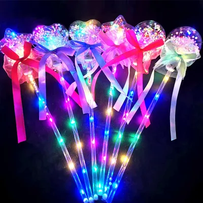 10PCS Fairy Stick Wave Ball Magic Stick Sparkling Ball Push Small Gift Children's Glow Toy Party