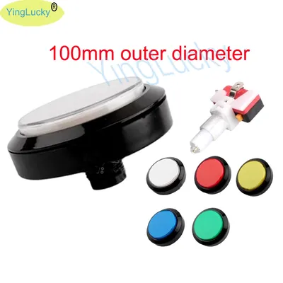 100mm Arcade LED button with built-in reset switch, flat illuminated button, large button for game