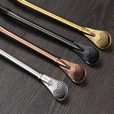 4pcs Yerba Mate Straw Filter +1 Brush Reusable 304 Stainless Steel Bombilla Drinking Straw Metal Tea