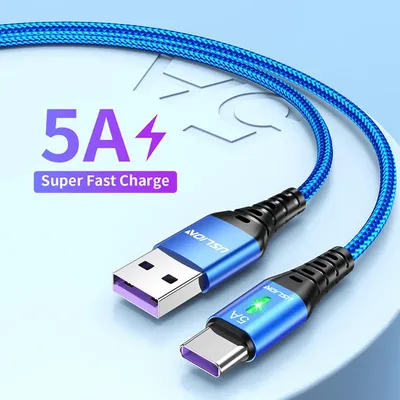 USLION 5A USB Type C Cable Wire For Samsung S22 Xiaomi mi 12 Mobile Phone Fast Charging USB C Cable