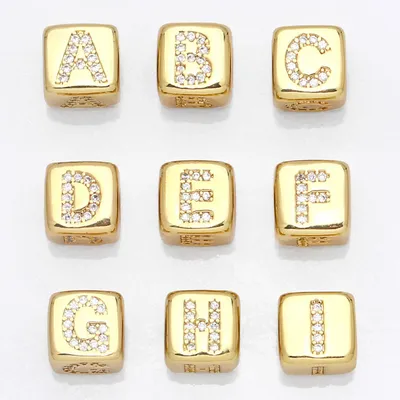 OCESRIO Mini Alphabet Letter Charms for Bracelets Gold Plated Copper Zircon Initial Pendant for Jewelry Making Supplier chma137
