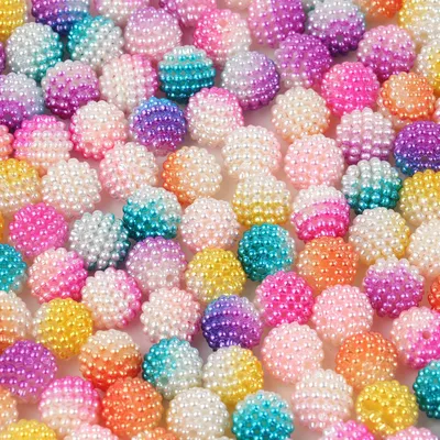 12mm 50pcs Acrylic Bayberry White Colorful Ball Round Gradient Loose Beads DIY Fashion Jewelry Necklace Accessory Gift Wholesale