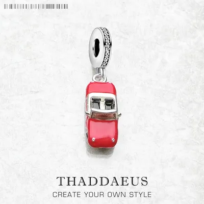 Red Enamel Sports Car Dangle Charm Pendant Autumn Brand New Sterling Silver 925 Trendy Gift