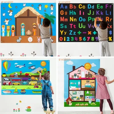 Preschool Felt Story Board Kit for Kids Early Education Supplies Montessori Toy Wall Hanging