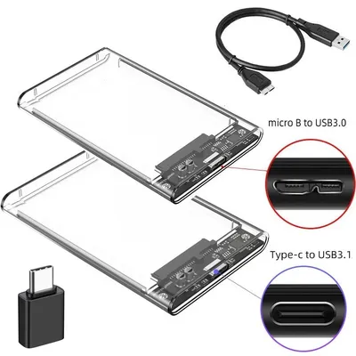 USB 3.0/Type C to SATA III Hard Disk Case for 2.5 inch HDD SSD External Hard Drive Enclosure