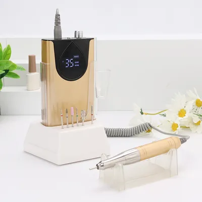Coreless Motor 35000RPM Portable 65W Nail Drill Machine Manicure Polishing Rechargeable Battery