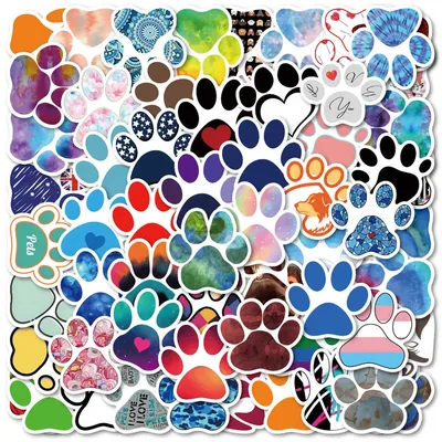 10/30/50pcs Cute Animal Pets Paw Stickers Aesthetic Waterproof Graffiti Water Bottle Skateboard