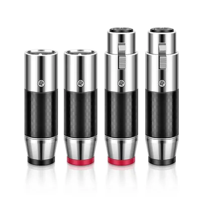 4Pcs(2 pairs) Hi-end Rhodium /Gold Plated Carbon Fiber 3Pin XLR Plug Balanced Cable HIFI XLR