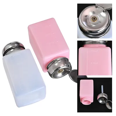1Pc 200ML Portable Press Refillable Bottle Liquid Pump UV Gel Nail Polish Cleaner Acetone Remover Dispenser Empty Container Tool