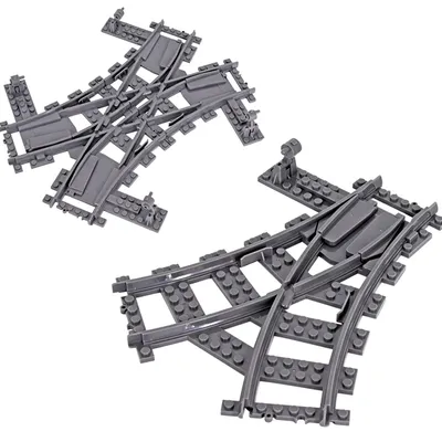 MOC City Train Rail Crossing Flexible Tracks Forked Straight Curved Rails Switch Building Block