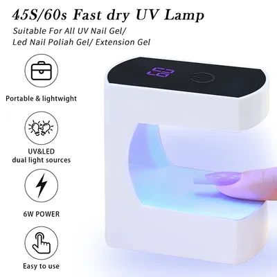 New Nail Drying Lamp 6LED Lamp Mini Nail Dryer UV Lamp Manicure Machine With USB Cable Gel Nail