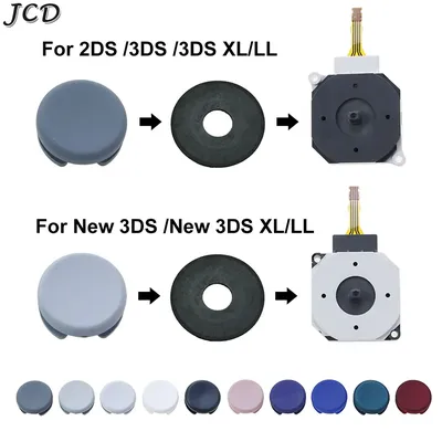 JCD 1set Thumbstick Button Thumb Stick joystick + Rocker Stick Cap +Dust Ring PAD For 2DS 3DS 3DSXL