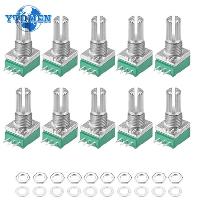 10PCS RK097 RK097N Potentiometer B1K 5K 10K 20K 50K 100K 500K 15mm 3Pin Audio Shaft Amplifier