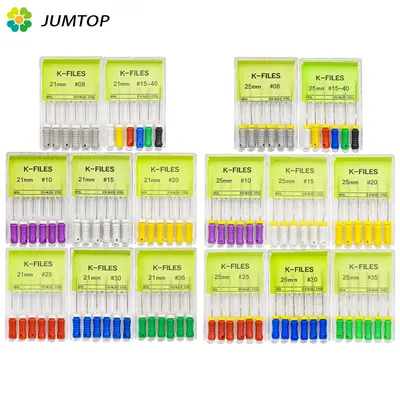 6Pcs/Pack Dental Hand Use K-Files 21/25mm Stainless Steel Endodontic Root Canal Files Dentist Tools